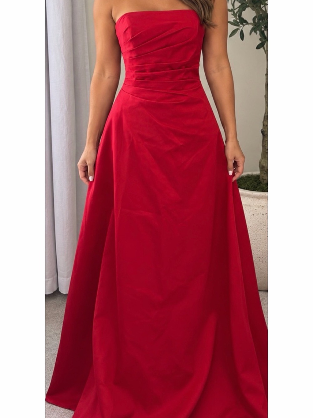 Vintage Red JS Boutique Strapless Maxi Dress – Size 8